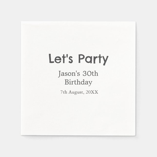 Låt oss party lycklig 30års födelsedag, enkel gråt pappersservett (Framsidan)