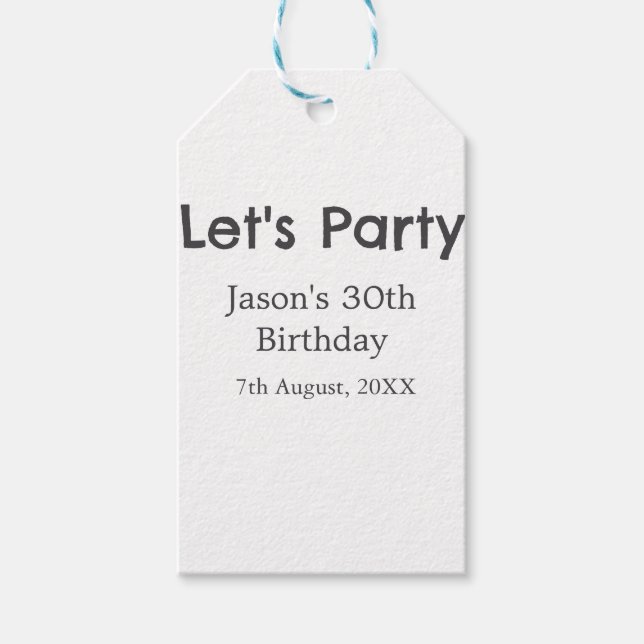 Låt oss party lycklig 30års födelsedag, enkel gråt presentetikett (Framsidan)