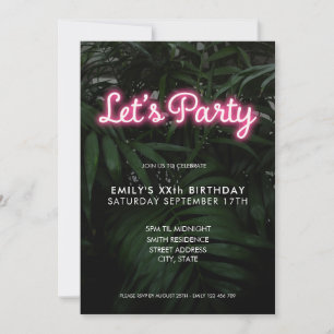 Låt oss Party Modern nyfödelsedag Inbjudningar