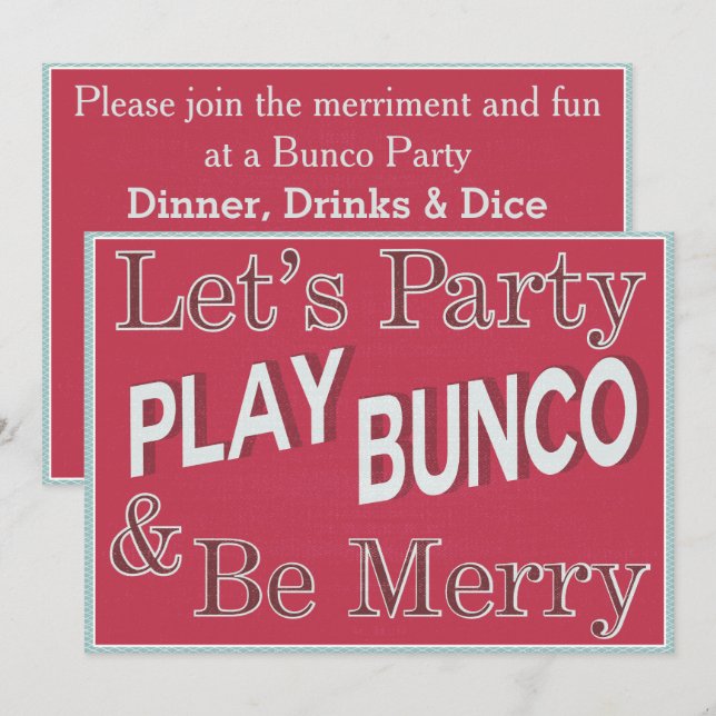 Låt oss Party och Play Bunco Inbjudningar (Fram/baksida)