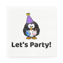 Låt oss Party! Penguin Funny Födelsedagsfest