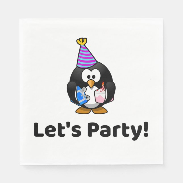 Låt oss Party! Penguin Funny Födelsedagsfest Pappersservett (Framsidan)