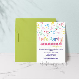 Låt oss Party Rainbow Confetti födelsedagsinbjudan Inbjudningar