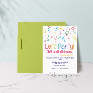 Låt oss Party Rainbow Confetti födelsedagsinbjudan Inbjudningar