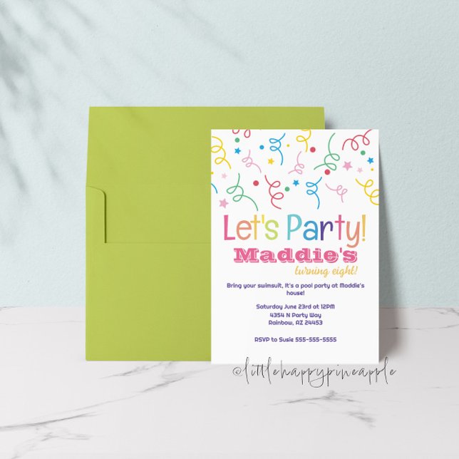 Låt oss Party Rainbow Confetti födelsedagsinbjudan Inbjudningar (Skapare uppladdad)