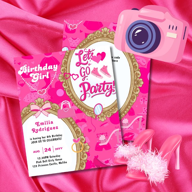 Låt oss Party Retro Doll-tillbehör Bright Rosa (Skapare uppladdad)