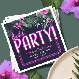 Låt oss Party Rosa Neon Tropical Birthday Pappersservett