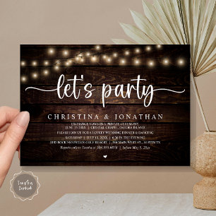 Låt oss party, Rustic Bröllop Middag Elopement Inbjudningar