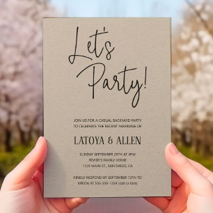 Låt oss Party Rustic Wedding Elopement Inbjudningar