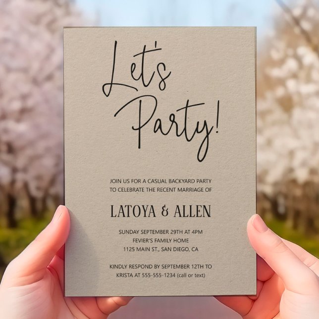 Låt oss Party Rustic Wedding Elopement Inbjudningar (Skapare uppladdad)