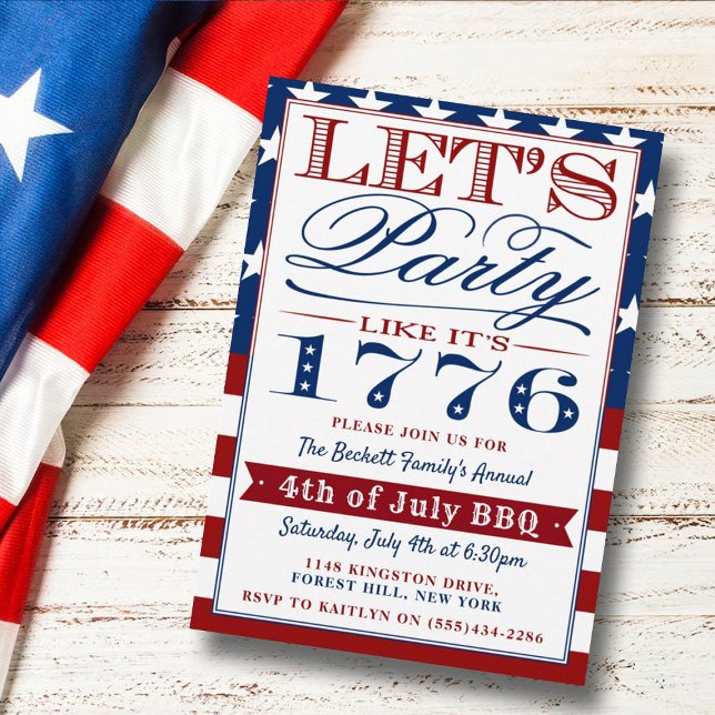 Låt oss Party som 1776 | 4 juli Party Inbjudningar (Skapare uppladdad)