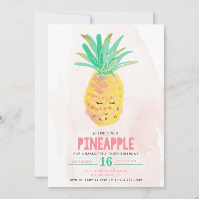 Låt oss Party som en inbjudan till ananas födelsed (Framsida)