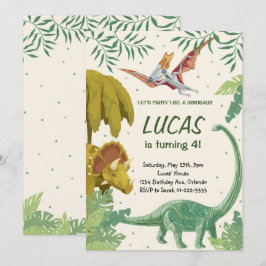 Låt oss Party som en inbjudan till dinosaurer på f
