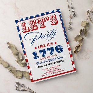 Låt oss Party som om det är 1776 4 juli Inbjudningar