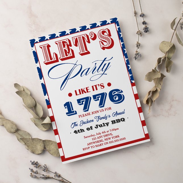Låt oss Party som om det är 1776 4 juli Inbjudningar (Skapare uppladdad)