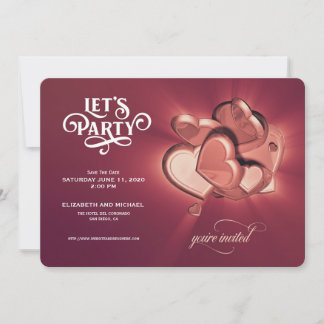 Låt oss Party! Spara datum i ro Guld Hearts (V6) Datumet