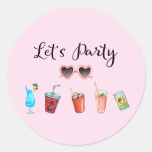Låt oss Party Summer Soiree Runt Klistermärke