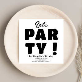 Låt oss Party! Svartvitt, fasat, fet skript Inbjudningar