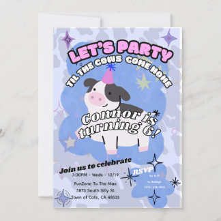 Låt oss Party till Cows Kom Home Cute Inbjudan