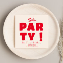 Låt oss Party! Vibrant röd typografi, Vuxen