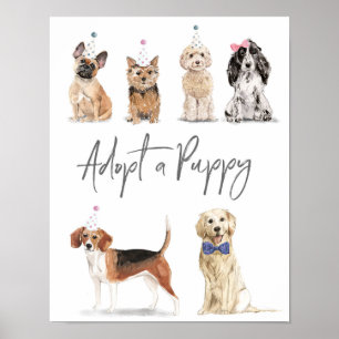 Låt oss Pawty adoptera ett uppgiftstecken Poster