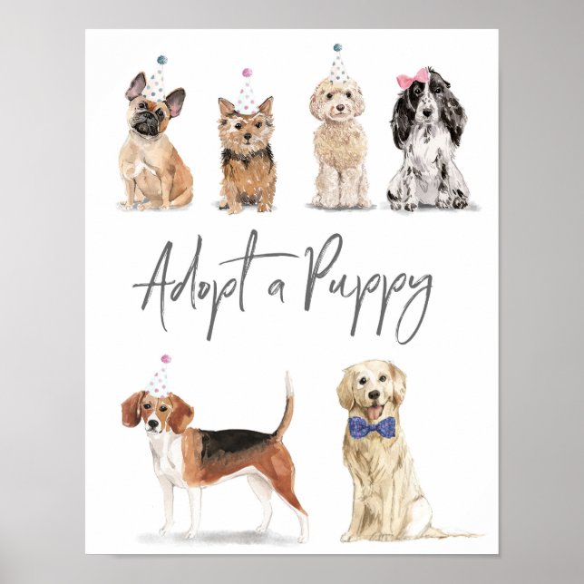 Låt oss Pawty adoptera ett uppgiftstecken Poster (Framsidan)
