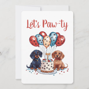 Låt oss Pawty Birthday Dachshund Hundar Inbjudningar