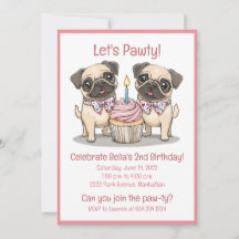 Låt oss Pawty Birthday Pug Hundar Cupkaka