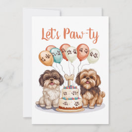 Låt oss Pawty Birthday Shih Tzu Hundar Birthday Ca Inbjudningar