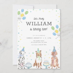 Låt oss Pawty Blue Boy-Hund Birthday-inbjudan Inbjudningar