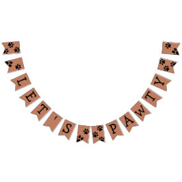 Låt oss Pawty Bunting Banner - Brown med Black Tas Vimplar