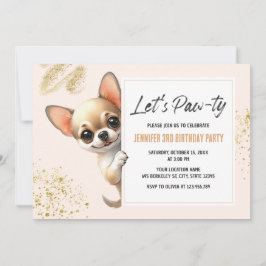 Låt oss Pawty Chihuahua Hund Birthday-inbjudan Inbjudningar