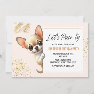 Låt oss Pawty Chihuahua Hund Birthday-inbjudan Inbjudningar