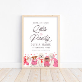 Låt oss Pawty Girls Rosa Puppy Birthday Välkomstsk Poster