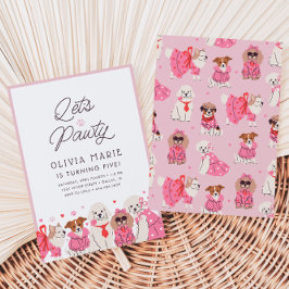 Låt oss Pawty Girls Rosa Puppy Party Birthday Inbjudningar