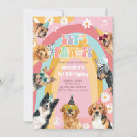 Låt oss Pawty Hund Retro Groovy Girl Birthday