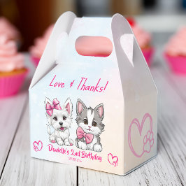 Låt oss pawty rosa söt valp och kattunge födelseda presentaskar