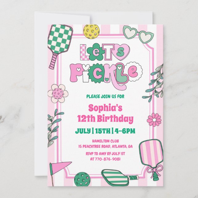 Låt oss Pickle Girls Pickleball Birthday Inbjudningar (Framsida)