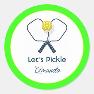 Låt oss Pickle Neon Preppy Pickleball Födelsedag Runt Klistermärke