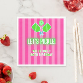 Låt oss Pickle Rosa och Limegrön Pickleball-fest Pappersservett