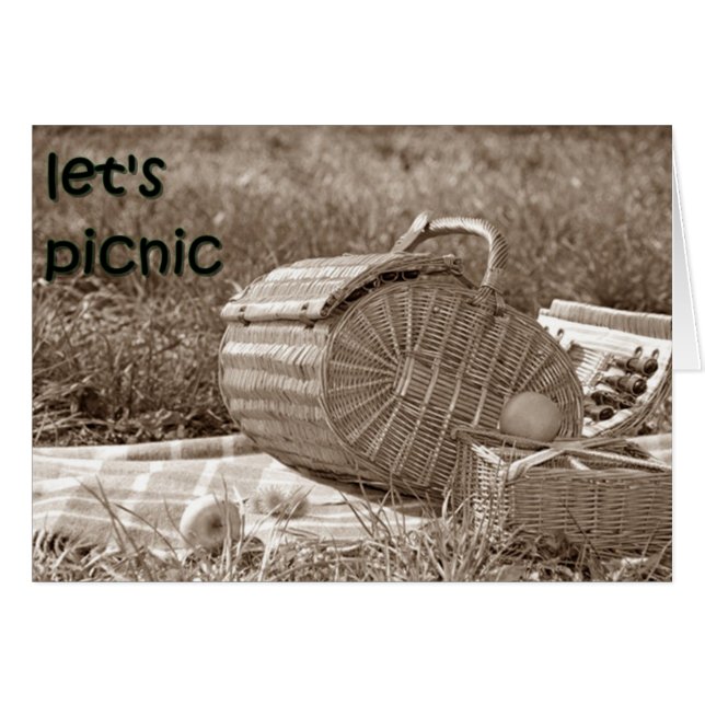 "LÅT OSS PICNIC-kort" KÄRLEK Hälsningskort (Framsidan Horizontal)