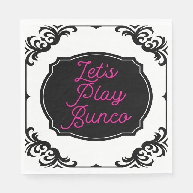 Låt oss Play Bunco Roligt Rosa Black Elegant Pappersservett (Framsidan)