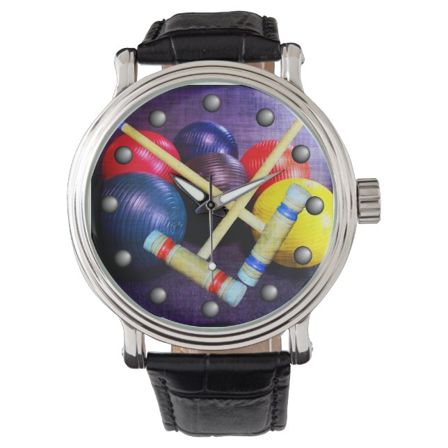 Låt oss Play Croquet Grunge Stil Armbandsur (Framsida)