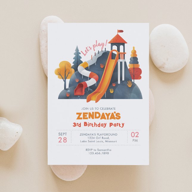 Låt oss Play Playground Födelsedagsfest inbjudan (Skapare uppladdad)