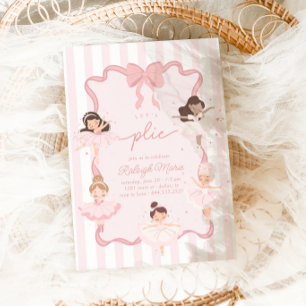 Låt oss Plié Girls Coquette Ballerina Birthday Inbjudningar