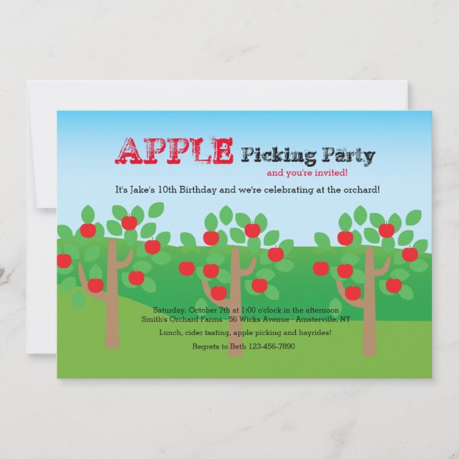 Låt oss Plocka Apples-inbjudan Inbjudningar (Framsida)
