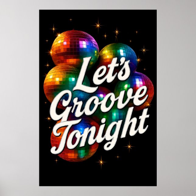Låt oss Poster Groove i kväll - Retro Disco Party (Framsidan)