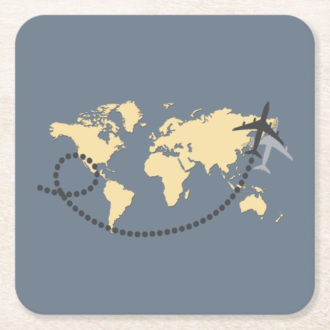 Låt oss resa på världsbilden underlägg papper kvadrat (Framsidan)