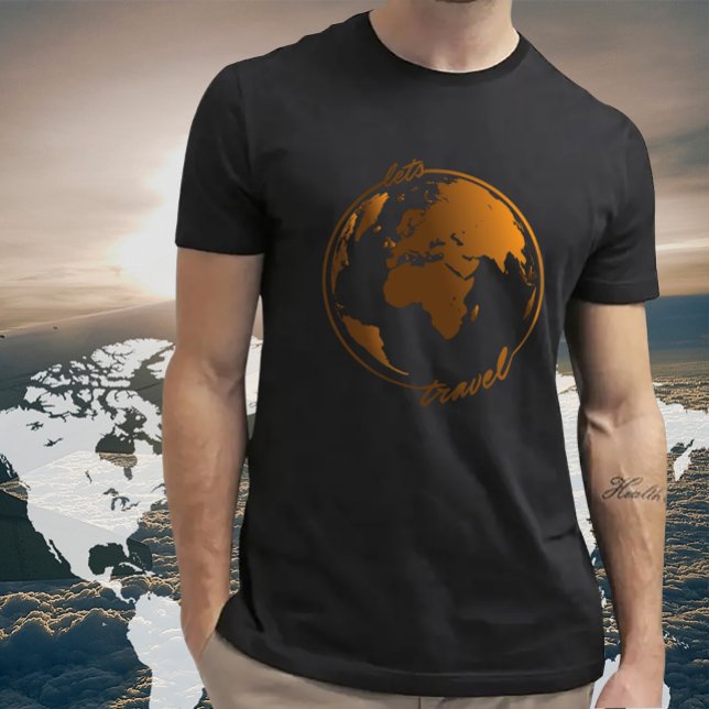 Låt oss resa | Resa Älskare | Världskarta T Shirt (World Map T-Shirt)