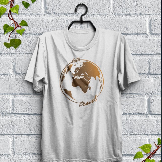Låt oss resa | Resa Älskare | Världskarta T Shirt (Skapare uppladdad)